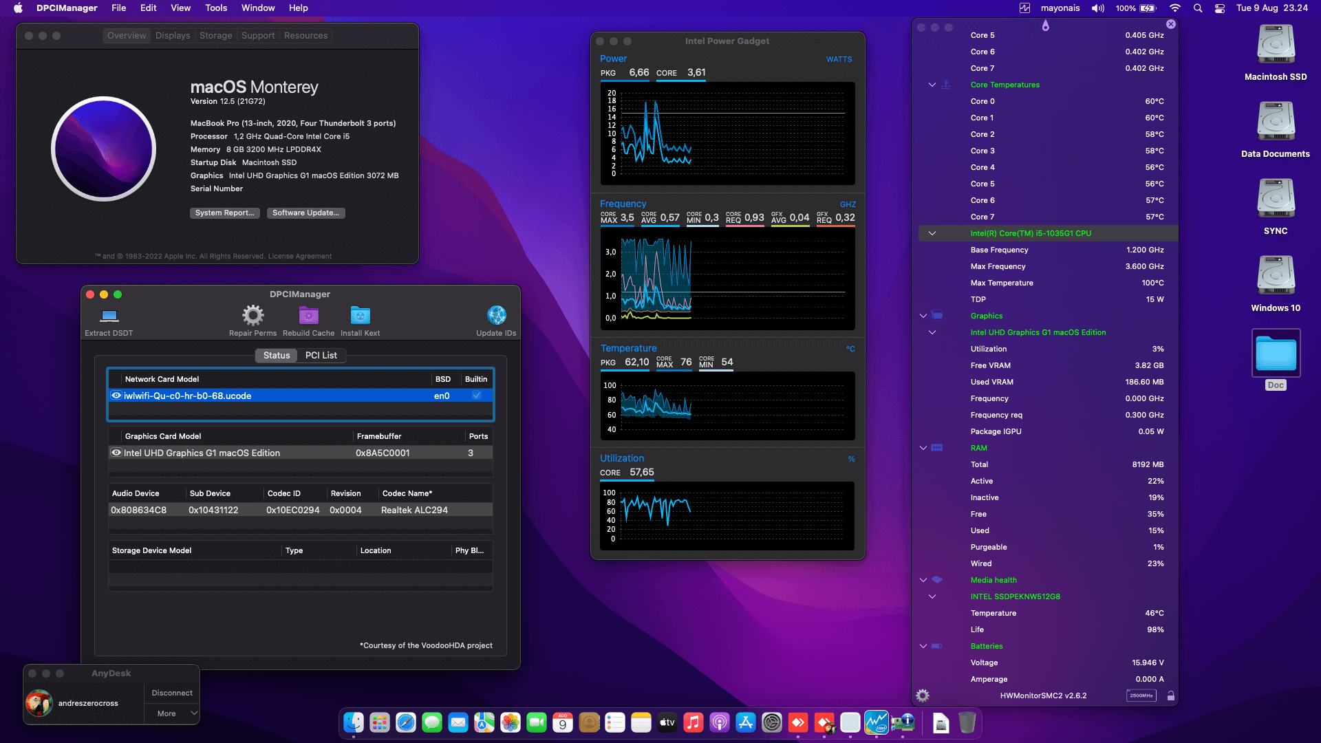 Success Hackintosh macOS Monterey 12.5 Build 21G72 in Asus ZenBook UX425JA